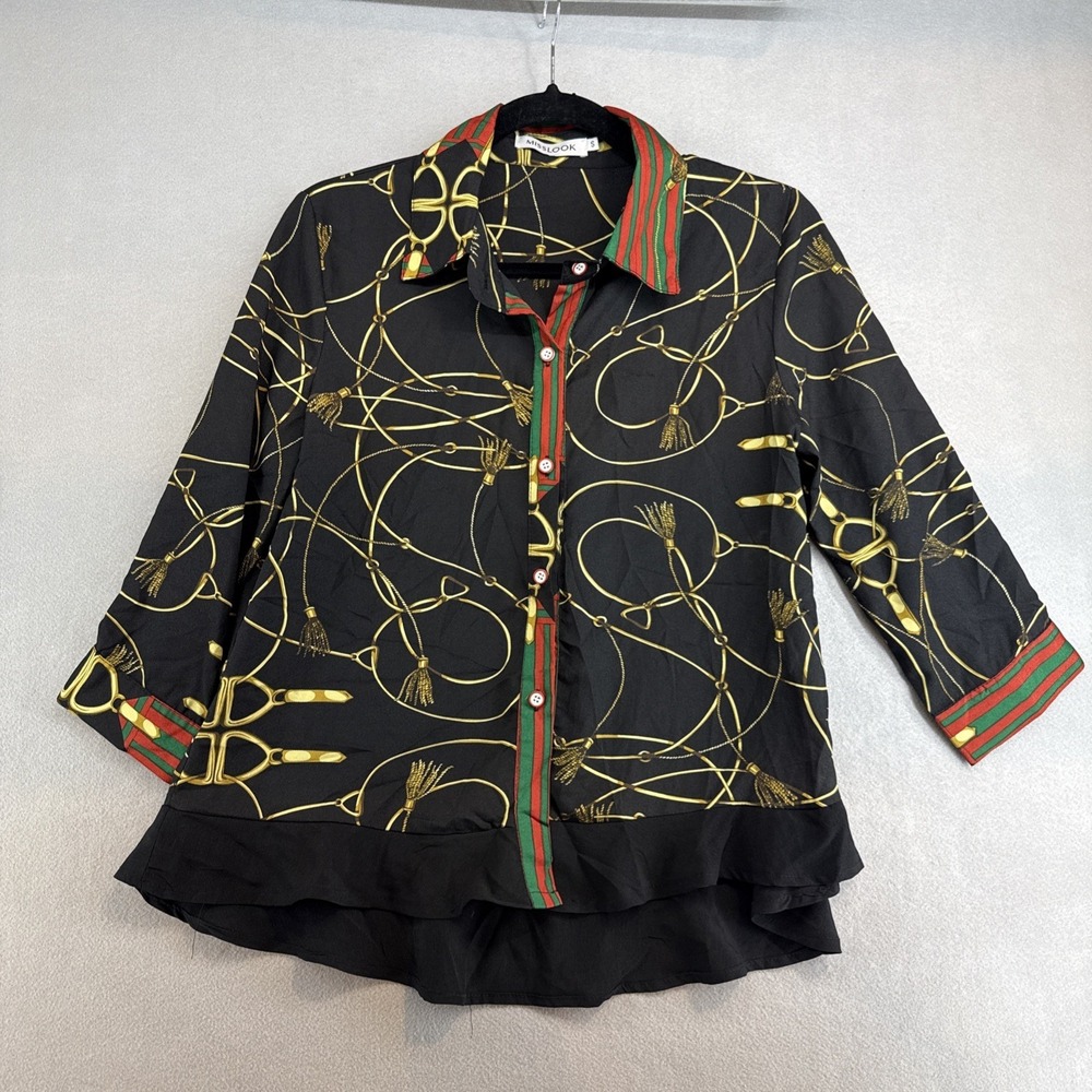 Women's Miss Look Size Small Blouse, Buttonup,‎ 3/4 sleeves, Cotton/Poly blend